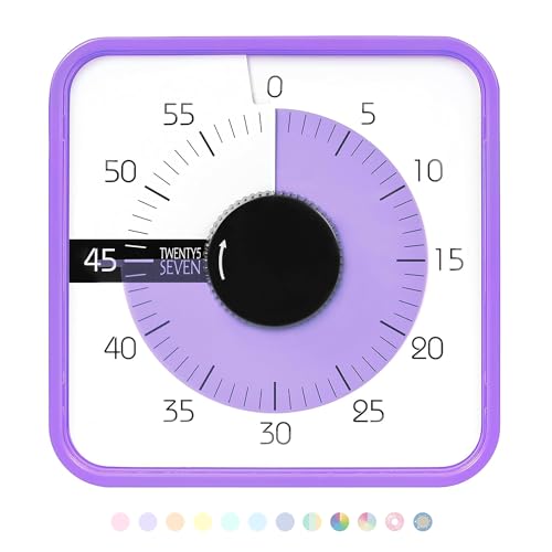 Visual Timer 7.5 inch, 60-Minute Countdown Timer for Kids Classroom Teaching Tool Office Meeting, Mechanical Countdown Clock for Exam Time Management Magnetic Kitchen Timer, Sky Blue/Colorful