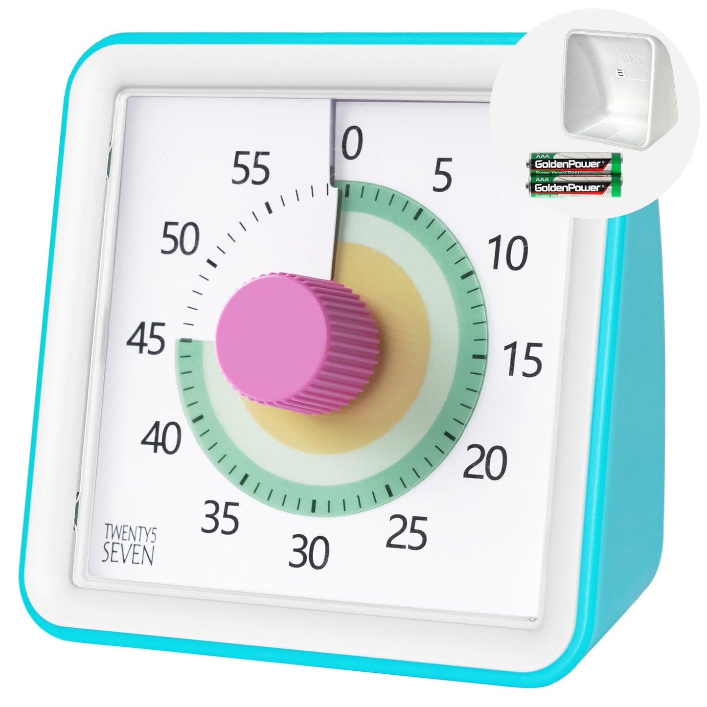 Visual Timer with Protective Case, 60-Minute Countdown Timer for Kids Autism ADHD Classroom Home Office, Countdown Clock for Teaching Work Meeting Time Management, Hungry Blue Fish