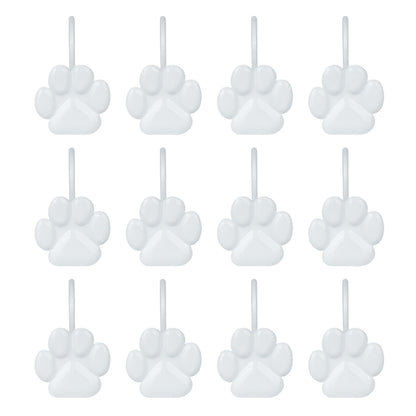 Sunlit Fashion Design Cute Paw Print Polished Double Shower Curtain Hooks for Dog Cat and Bear, Rust Proof Oil Rubbed Metal Shower Curtain Rings-12 Pack