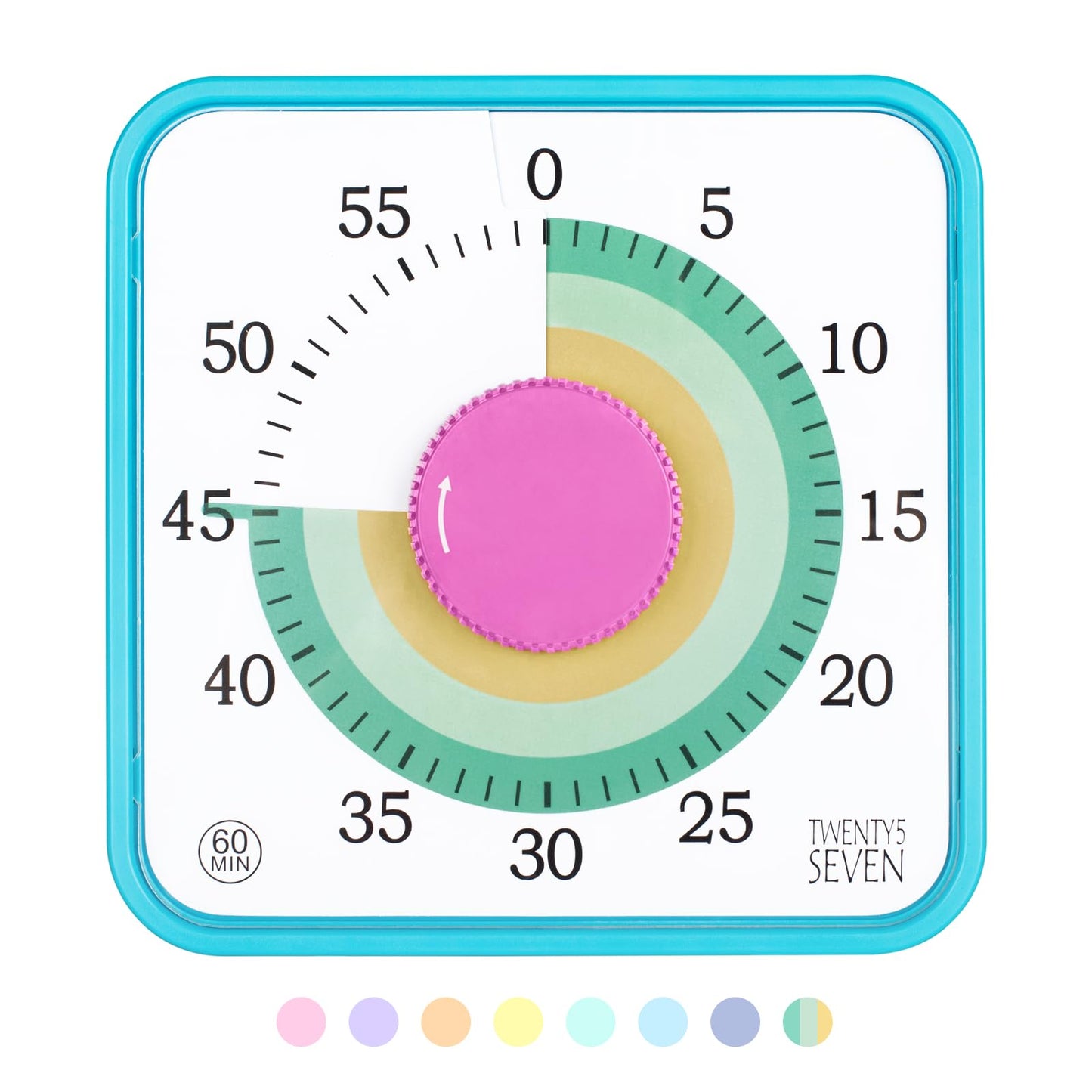 TWENTY5 SEVEN Countdown Timer 7.5 inch, 60 Minute 1 Hour Visual Timer for Classroom Teaching Tool Office Meeting, Mechanical Countdown Clock for Kids Exam Time Management Magnetic, Pink Donut