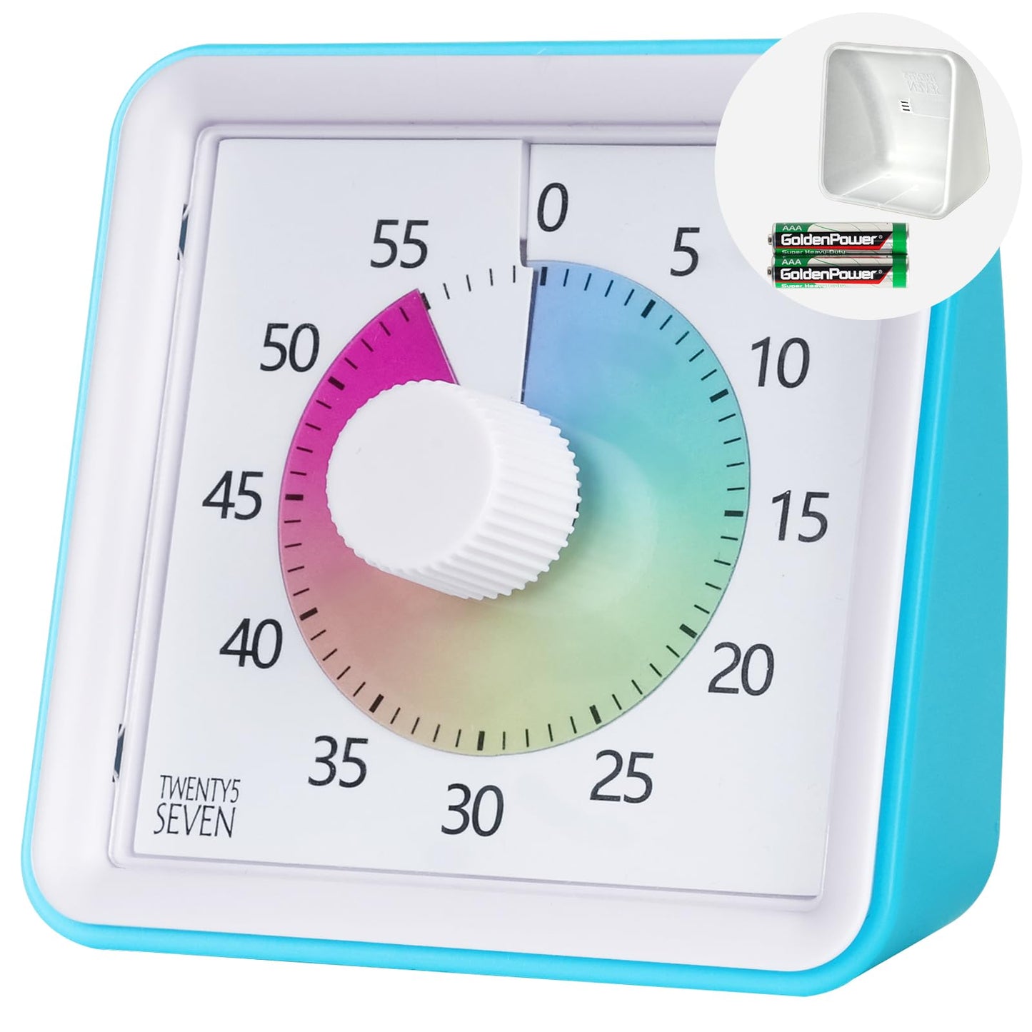 Visual Timer with Protective Case, 60-Minute Countdown Timer for Kids Autism ADHD Classroom Home Office, Countdown Clock for Teaching Work Meeting Time Management, Hungry Blue Fish
