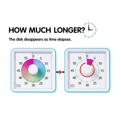 Visual Timer with Protective Case, 60-Minute Countdown Timer for Kids Autism ADHD Classroom Home Office, Countdown Clock for Teaching Work Meeting Time Management, Hungry Blue Fish