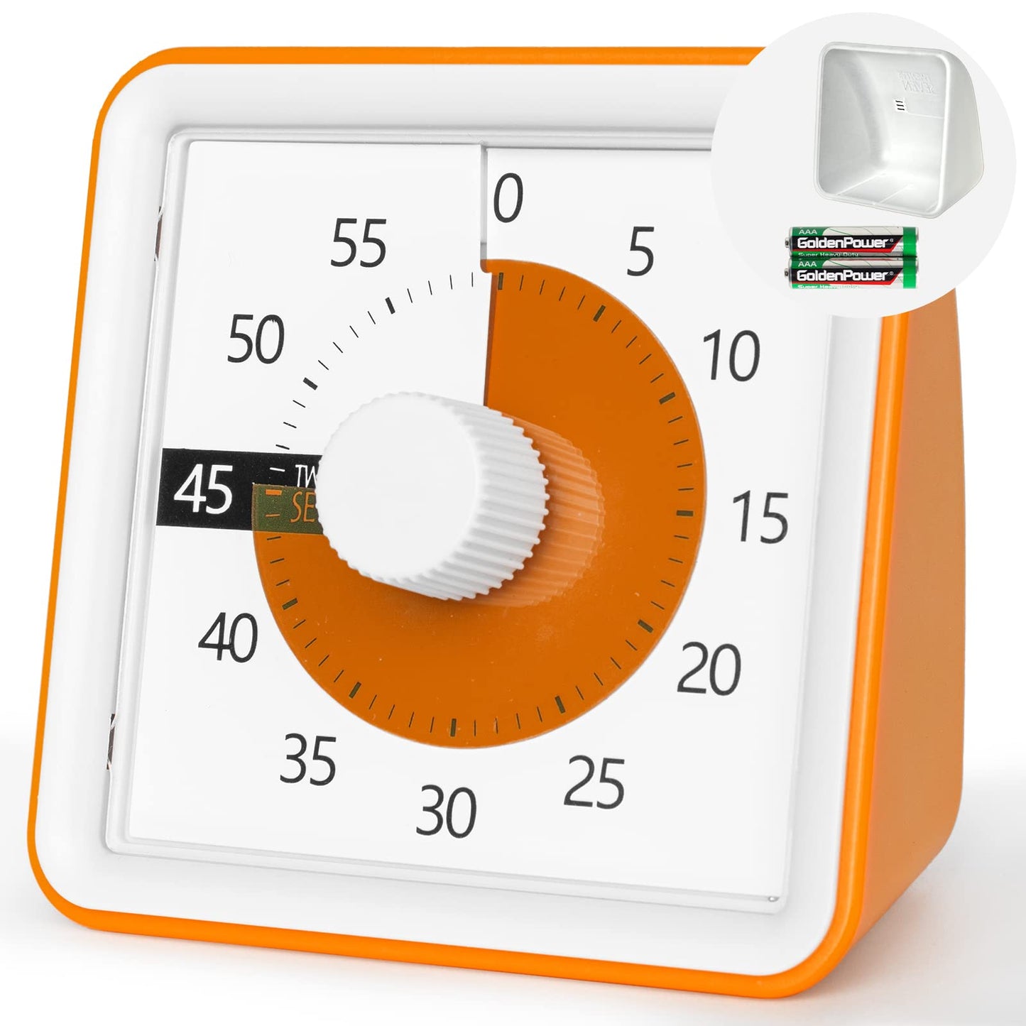 Visual Timer with Protective Case, 60-Minute Countdown Timer for Kids Autism ADHD Classroom Home Office, Countdown Clock for Teaching Work Meeting Time Management, Hungry Blue Fish