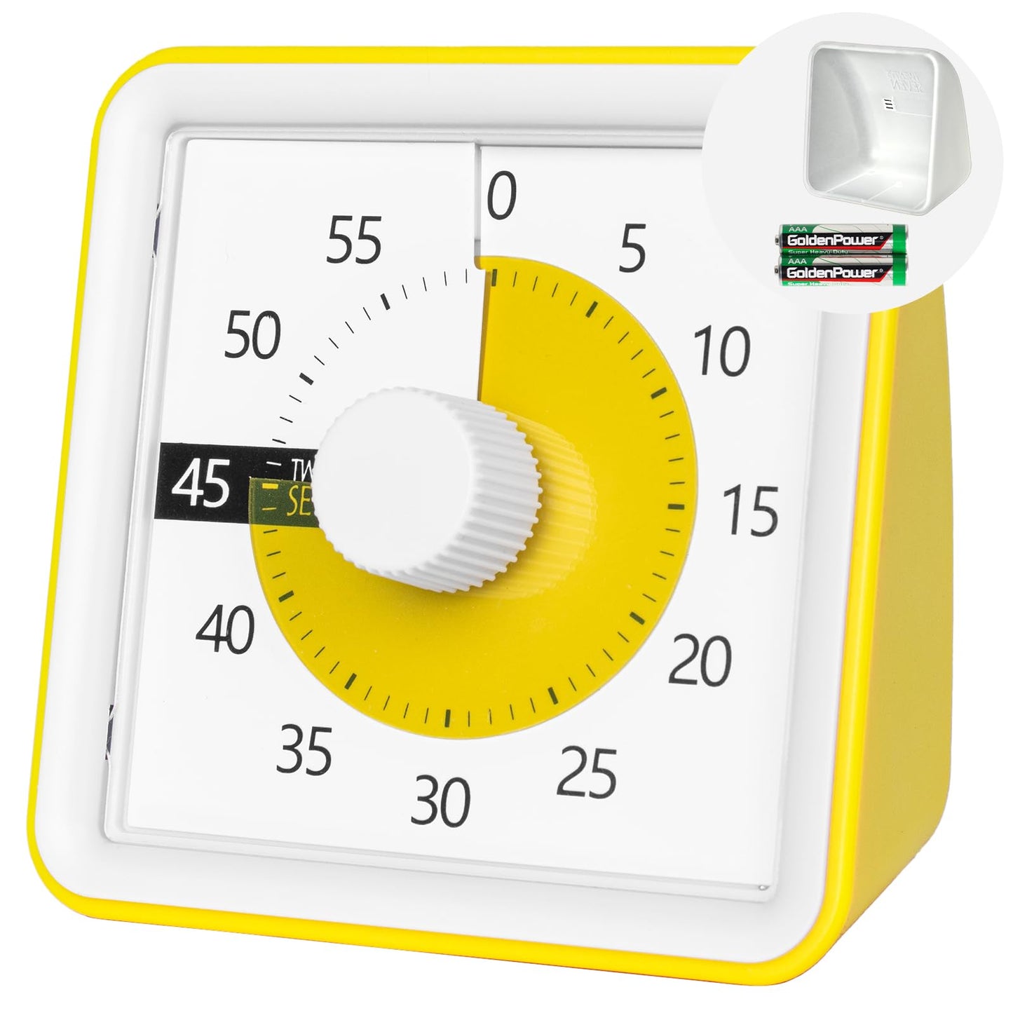 Visual Timer with Protective Case, 60-Minute Countdown Timer for Kids Autism ADHD Classroom Home Office, Countdown Clock for Teaching Work Meeting Time Management, Hungry Blue Fish