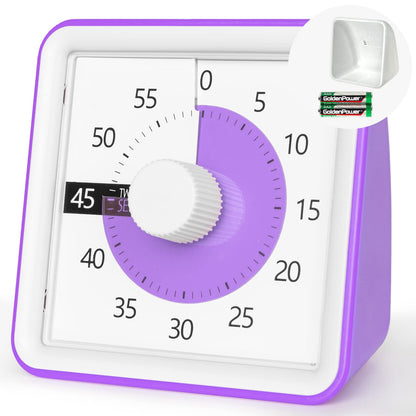Visual Timer with Protective Case, 60-Minute Countdown Timer for Kids Autism ADHD Classroom Home Office, Countdown Clock for Teaching Work Meeting Time Management, Hungry Blue Fish