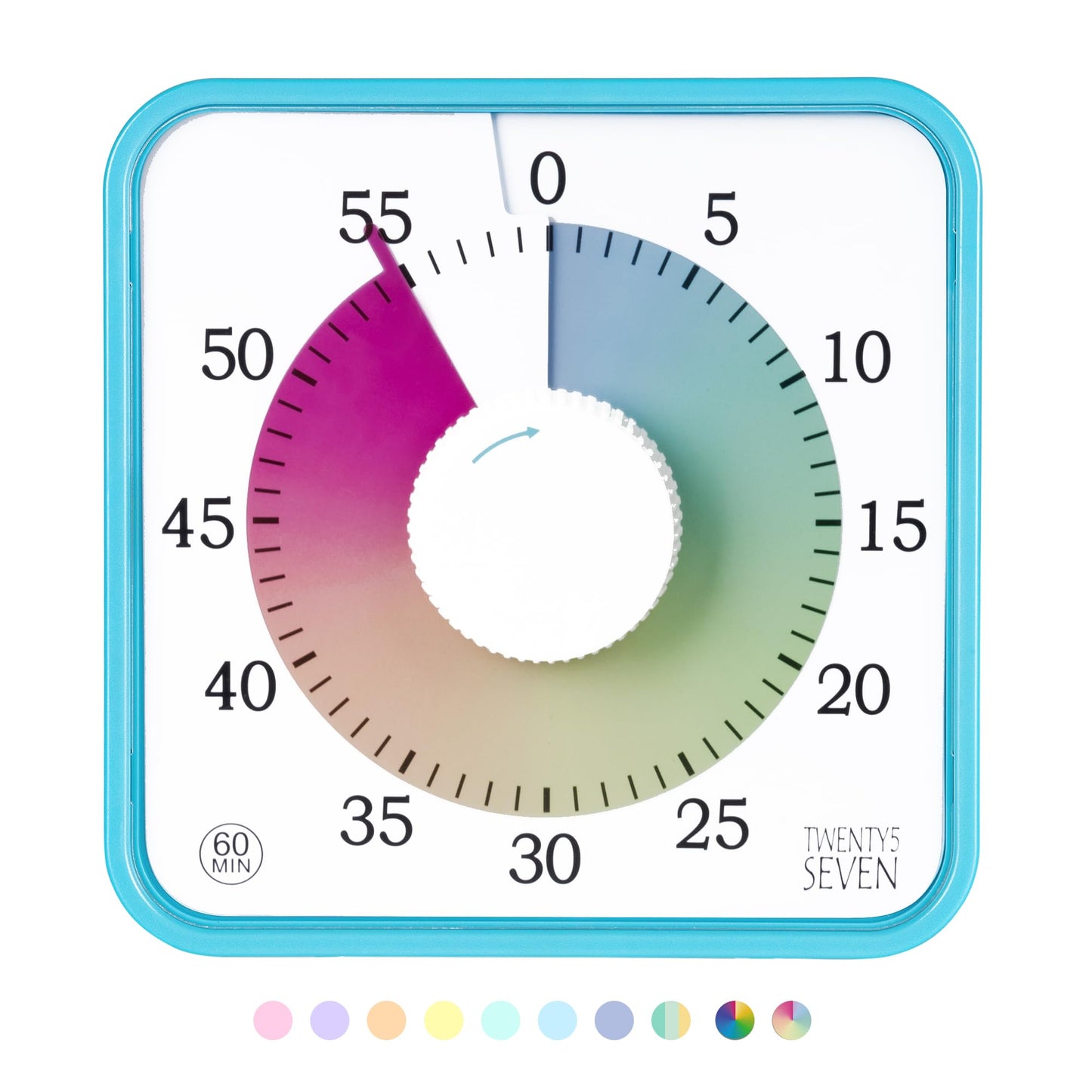 Visual Timer 7.5 inch, 60-Minute Countdown Timer for Kids Classroom Teaching Tool Office Meeting, Mechanical Countdown Clock for Exam Time Management Magnetic Kitchen Timer, Sky Blue/Colorful