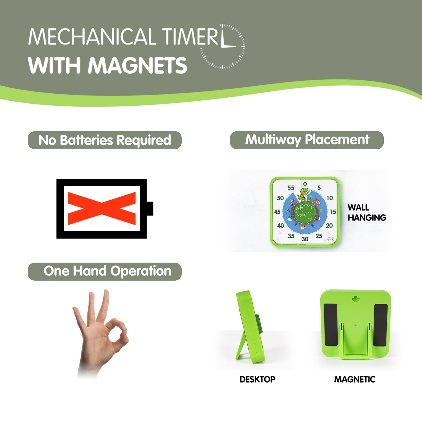 TWENTY5 SEVEN Countdown Timer 7.5 inch; 60 Minute 1 Hour Visual Timer – Classroom Teaching Tool Office Meeting, Mechanical Countdown Clock for Kids Exam Time Management Magnetic, Macaron Sky Blue