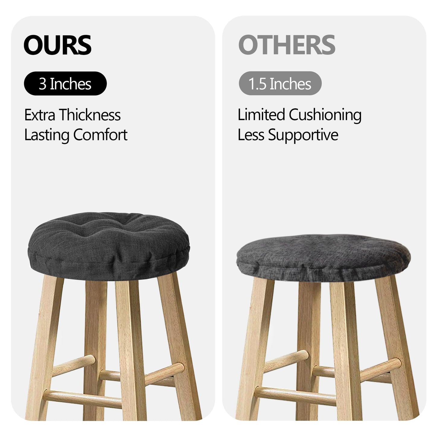 Sunlit Bar Stool Covers - Set of 2 Rectangle Bar Stool Seat Covers, Soft and Cushioned Bar Chair Covers, Easy to Install and Wash, Cover Only, Gray