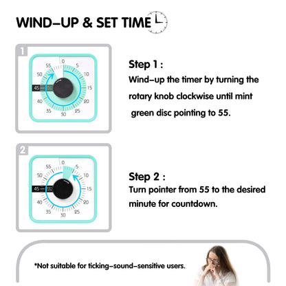 Visual Timer 7.5 inch, 60-Minute Countdown Timer for Kids Classroom Teaching Tool Office Meeting, Mechanical Countdown Clock for Exam Time Management Magnetic Kitchen Timer, Sky Blue/Colorful