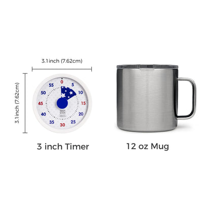 TWENTY5 SEVEN Countdown Timer 3 inch, Silent 60 Minute 1 Hour Visual Timer with Pause Function, Magnetic Classroom Teaching Tool Office Meeting, Countdown Clock for Kids Time Management, National Flag