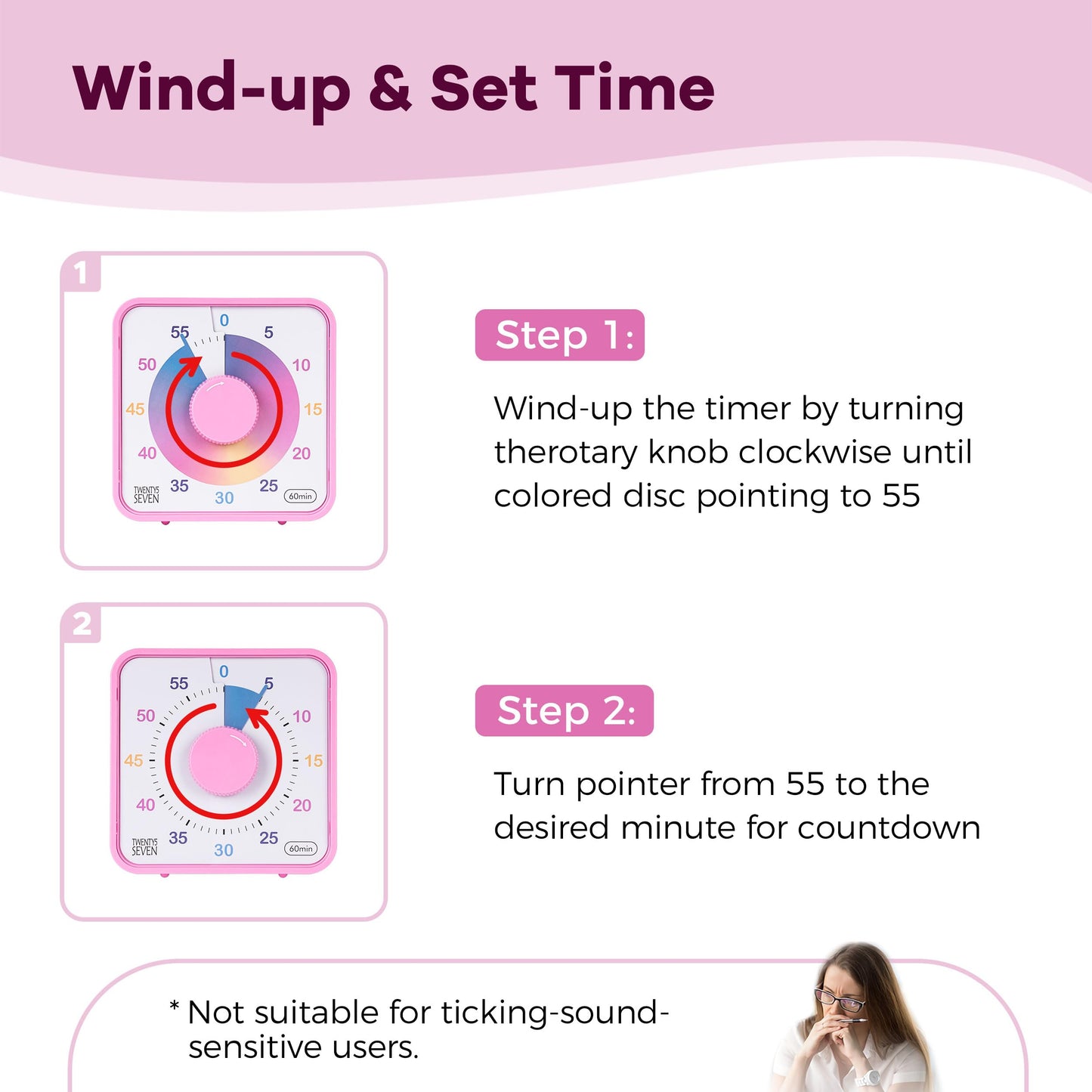 TWENTY5 SEVEN Countdown Timer 7.5 inch; 60 Minute 1 Hour Visual Timer – Classroom Teaching Tool Office Meeting, Mechanical Countdown Clock for Kids Exam Time Management Magnetic, Macaron Sky Blue