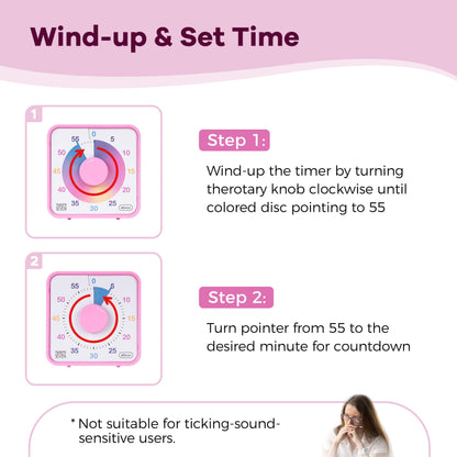 TWENTY5 SEVEN Countdown Timer 7.5 inch; 60 Minute 1 Hour Visual Timer – Classroom Teaching Tool Office Meeting, Mechanical Countdown Clock for Kids Exam Time Management Magnetic, Macaron Sky Blue