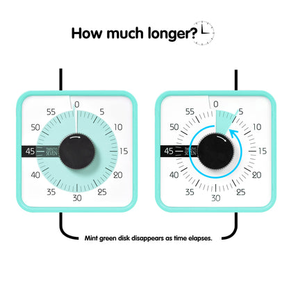 Visual Timer 7.5 inch, 60-Minute Countdown Timer for Kids Classroom Teaching Tool Office Meeting, Mechanical Countdown Clock for Exam Time Management Magnetic Kitchen Timer, Sky Blue/Colorful