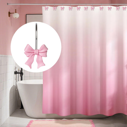 Sunlit Cute Bow Knot Double Shower Curtain Hooks, Home Decorative Shower Curtain Rings for Bathroom, Resin Shower Curtain Hangers Bathroom Accessories, Set of 12, Pink