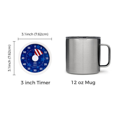 TWENTY5 SEVEN Countdown Timer 3 inch, Silent 60 Minute 1 Hour Visual Timer with Pause Function, Magnetic Classroom Teaching Tool Office Meeting, Countdown Clock for Kids Time Management, National Flag