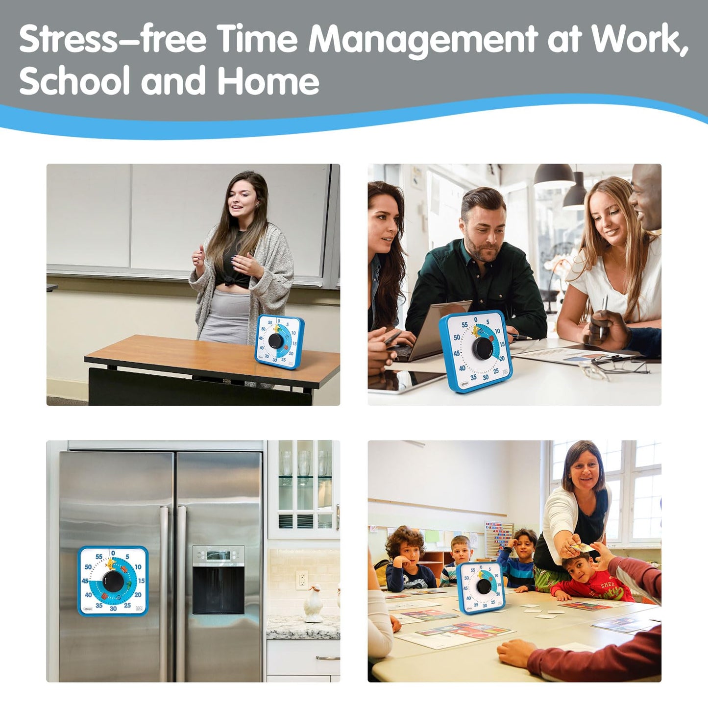 TWENTY5 SEVEN Countdown Timer 7.5 inch; 60 Minute 1 Hour Visual Timer – Classroom Teaching Tool Office Meeting, Mechanical Countdown Clock for Kids Exam Time Management Magnetic, Macaron Sky Blue