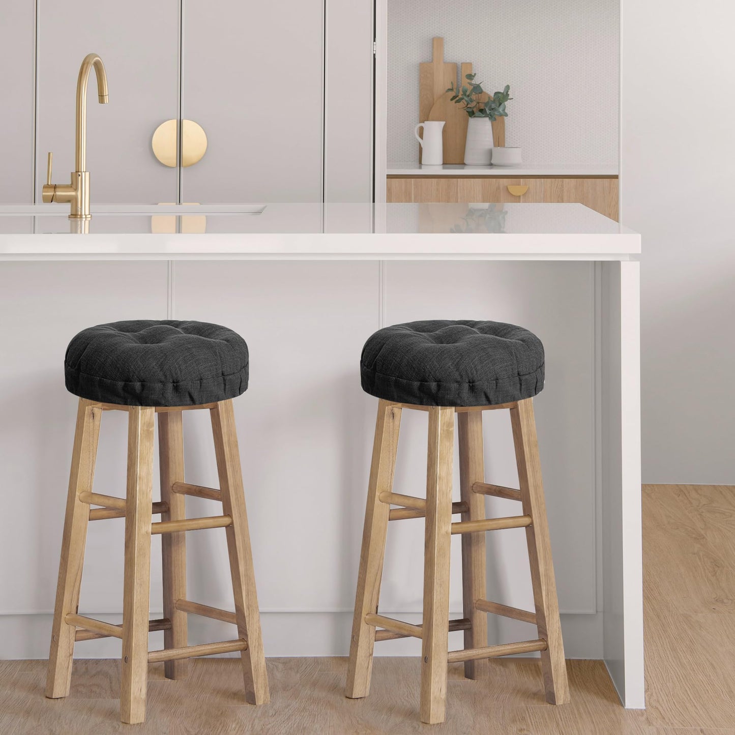 Sunlit Bar Stool Covers - Set of 2 Rectangle Bar Stool Seat Covers, Soft and Cushioned Bar Chair Covers, Easy to Install and Wash, Cover Only, Gray