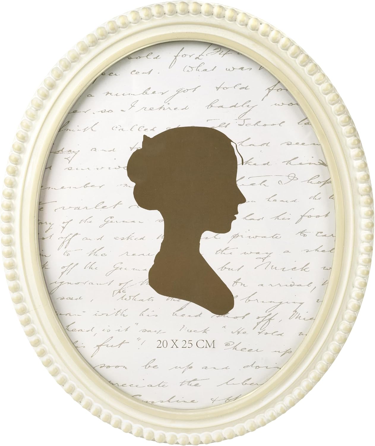 Sunlit Boho Vintage Picture Frame 8x10 Inch with Beaded Border, Oval Luxury Antique Photo Frames with Glass Front, Photo Display, Tabletop Wall Hanging, Gift Idea, Distressed White