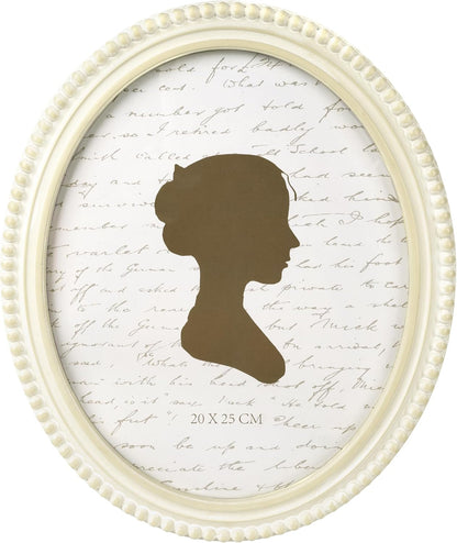 Sunlit Boho Vintage Picture Frame 8x10 Inch with Beaded Border, Oval Luxury Antique Photo Frames with Glass Front, Photo Display, Tabletop Wall Hanging, Gift Idea, Distressed White