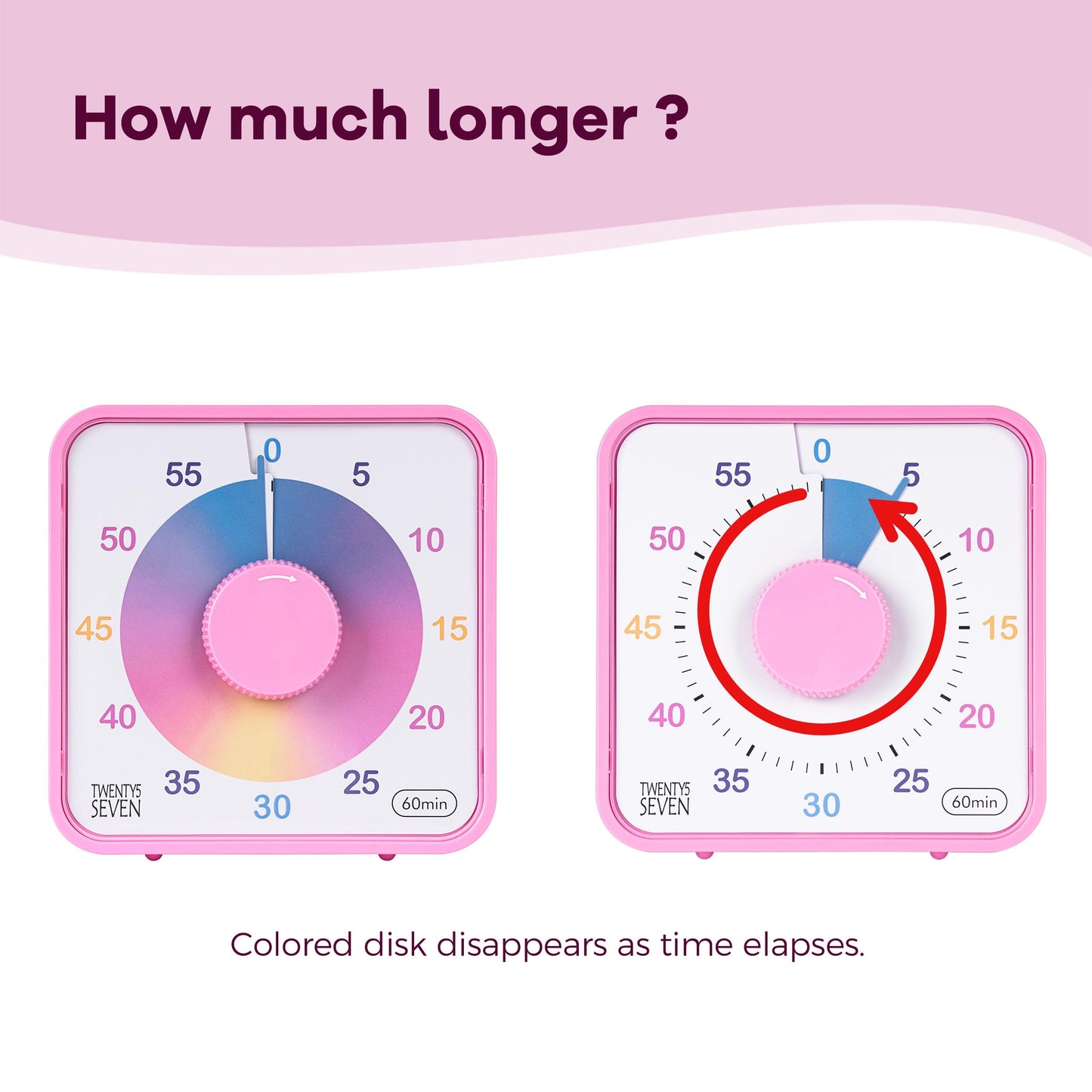 TWENTY5 SEVEN Countdown Timer 7.5 inch; 60 Minute 1 Hour Visual Timer – Classroom Teaching Tool Office Meeting, Mechanical Countdown Clock for Kids Exam Time Management Magnetic, Macaron Sky Blue