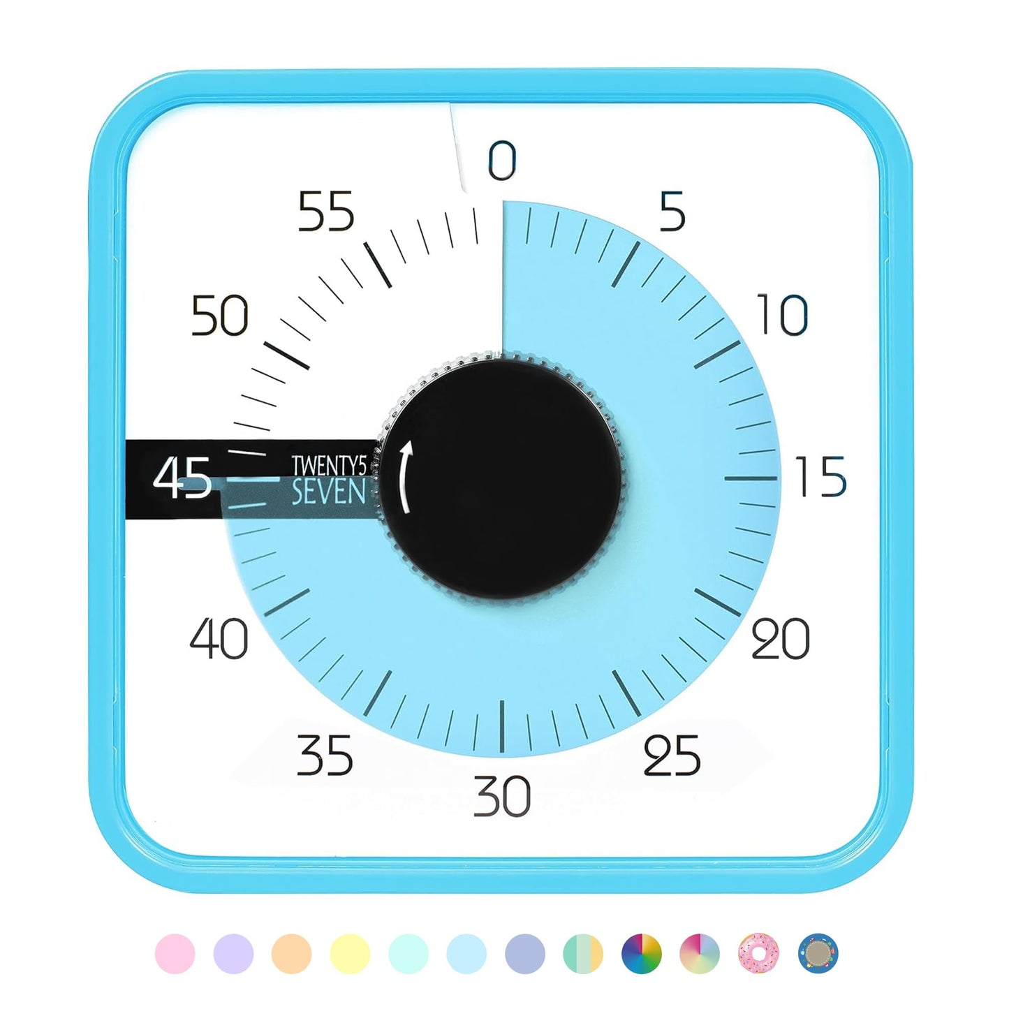 TWENTY5 SEVEN Countdown Timer 7.5 inch; 60 Minute 1 Hour Visual Timer – Classroom Teaching Tool Office Meeting, Mechanical Countdown Clock for Kids Exam Time Management Magnetic, Macaron Sky Blue