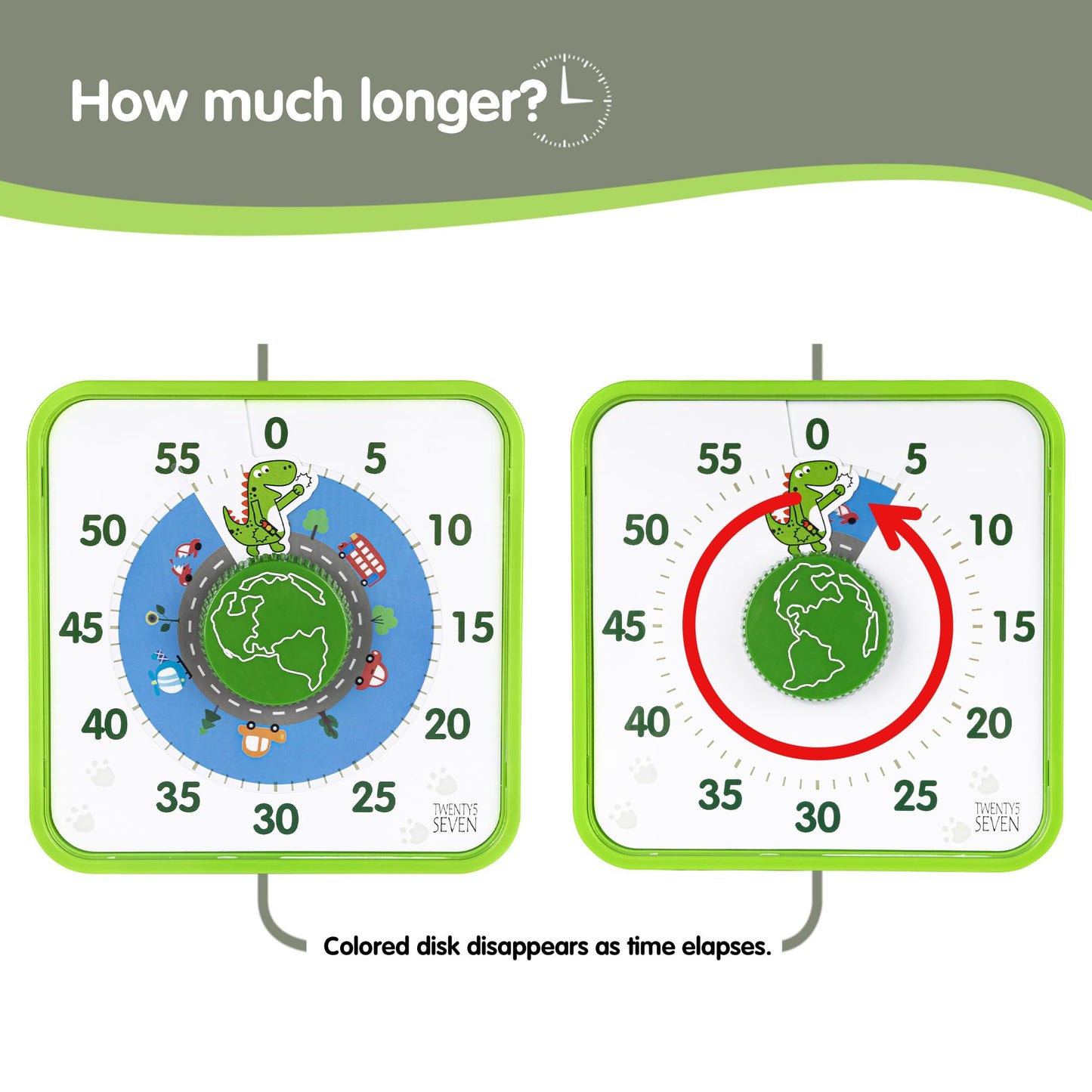 TWENTY5 SEVEN Countdown Timer 7.5 inch; 60 Minute 1 Hour Visual Timer – Classroom Teaching Tool Office Meeting, Mechanical Countdown Clock for Kids Exam Time Management Magnetic, Macaron Sky Blue