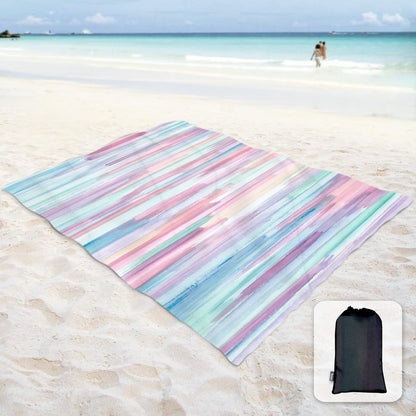 Sunlit Soft 106"x81" Sand Proof Beach Blanket Sand Free Beach Mat with Corner Pocket and Mesh Bag for Beach Party Travel Camping and Outdoor Music Festival, Ombre Blue Orange