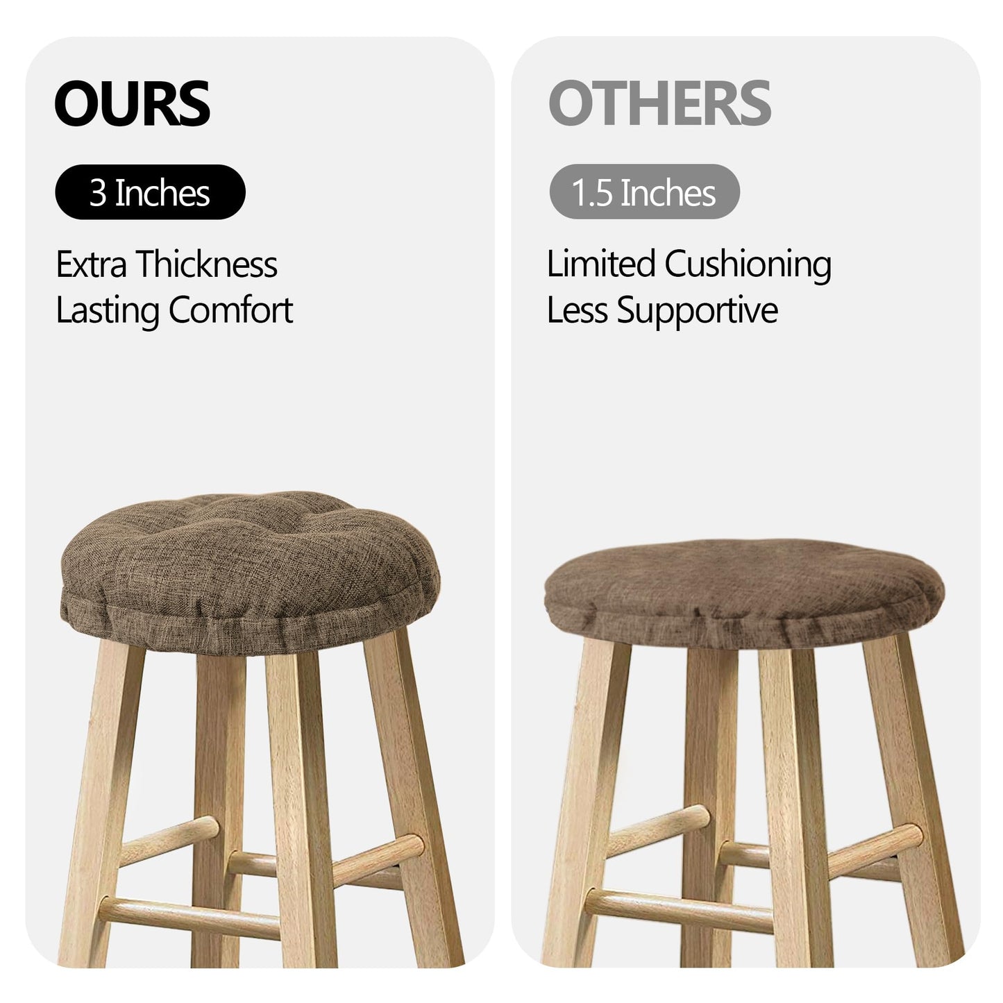 Sunlit Bar Stool Covers - Set of 2 Rectangle Bar Stool Seat Covers, Soft and Cushioned Bar Chair Covers, Easy to Install and Wash, Cover Only, Gray