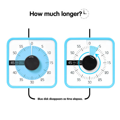 Visual Timer 7.5 inch, 60-Minute Countdown Timer for Kids Classroom Teaching Tool Office Meeting, Mechanical Countdown Clock for Exam Time Management Magnetic Kitchen Timer, Sky Blue/Colorful