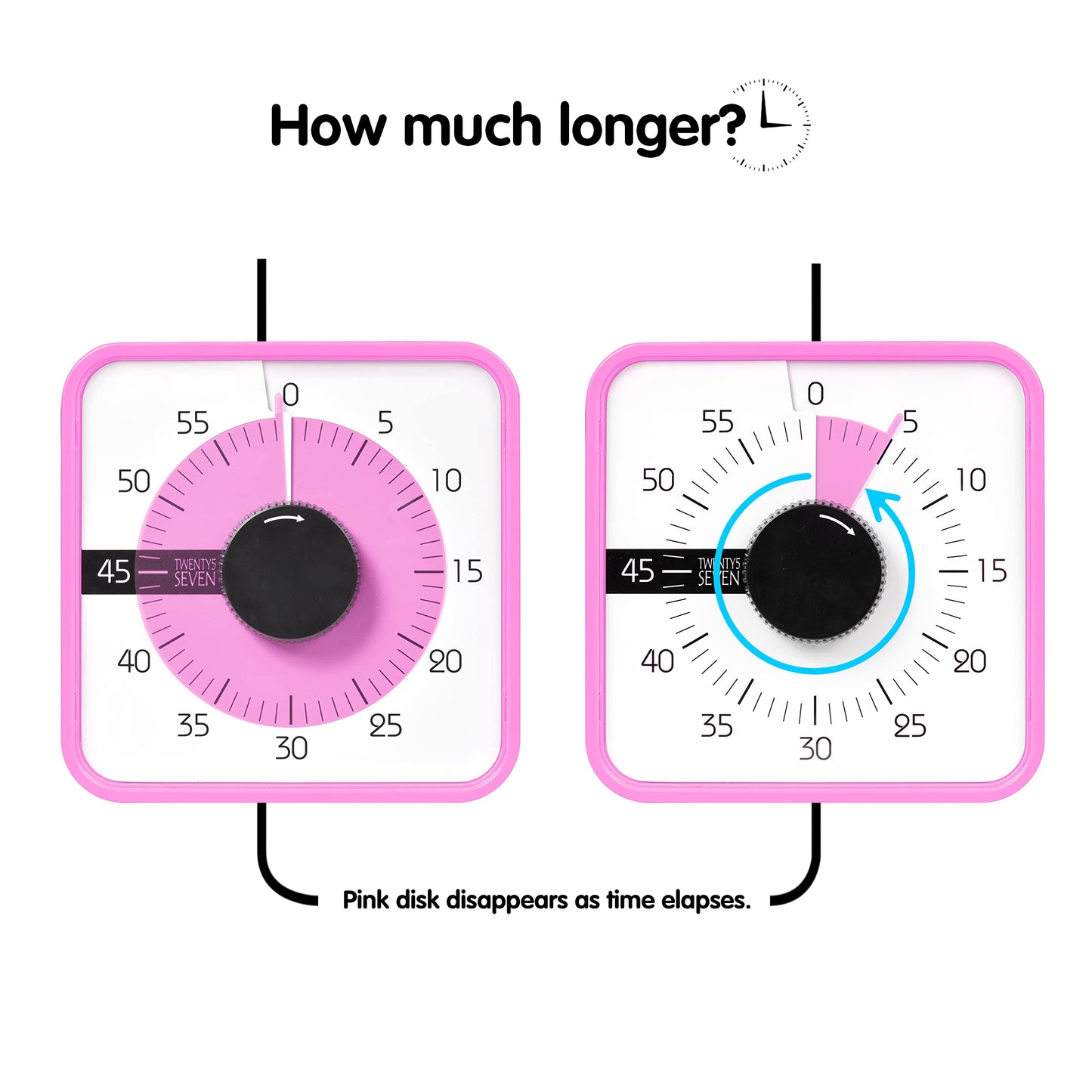 TWENTY5 SEVEN Countdown Timer 7.5 inch, 60 Minute 1 Hour Visual Timer for Classroom Teaching Tool Office Meeting, Mechanical Countdown Clock for Kids Exam Time Management Magnetic, Pink Donut