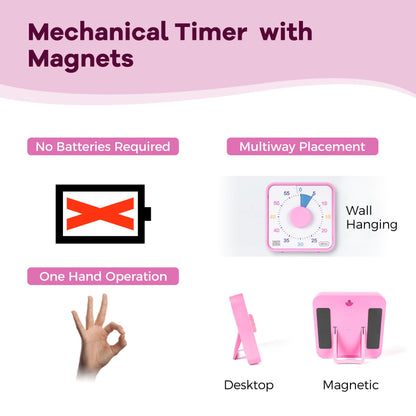 TWENTY5 SEVEN Countdown Timer 7.5 inch; 60 Minute 1 Hour Visual Timer – Classroom Teaching Tool Office Meeting, Mechanical Countdown Clock for Kids Exam Time Management Magnetic, Macaron Sky Blue