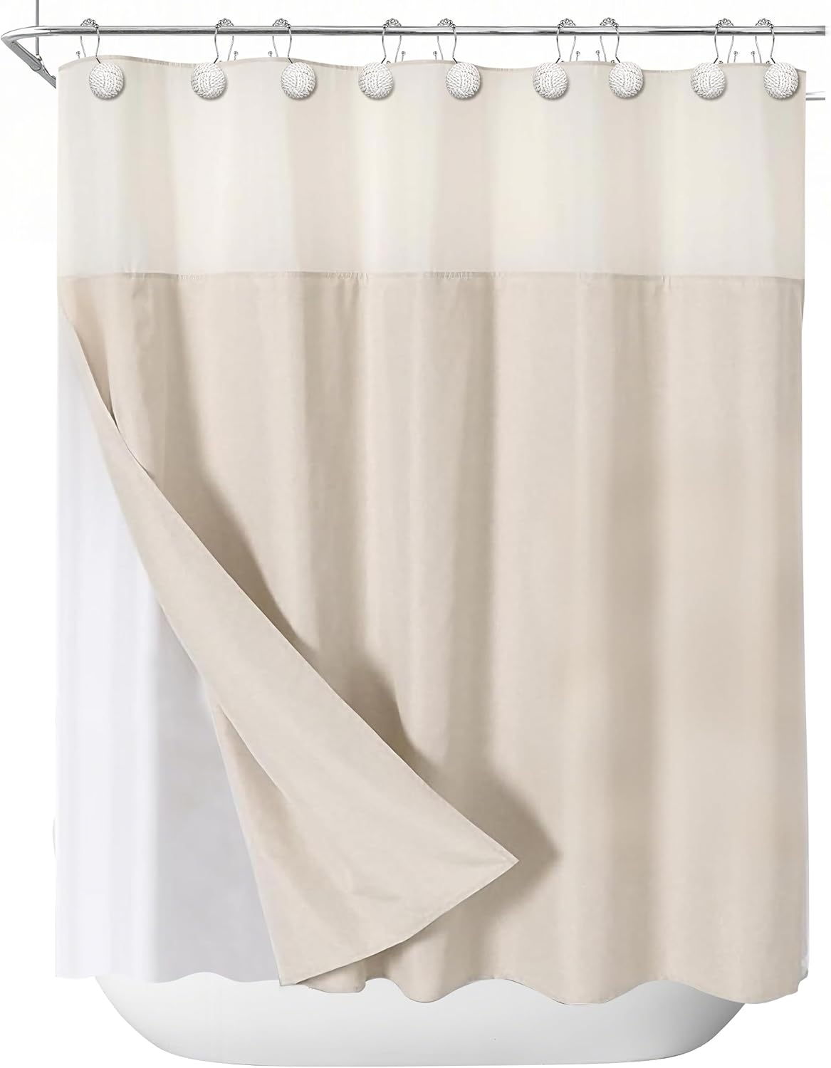 Sunlit Boho Knots Double Shower Curtain Hooks, Home Decorative Shower Curtain Rings for Bathroom, Seaside Nautical Shower Curtain Hangers Bathroom Accessories, Set of 12