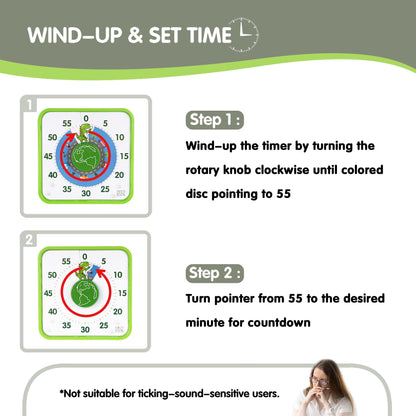 TWENTY5 SEVEN Countdown Timer 7.5 inch; 60 Minute 1 Hour Visual Timer – Classroom Teaching Tool Office Meeting, Mechanical Countdown Clock for Kids Exam Time Management Magnetic, Macaron Sky Blue