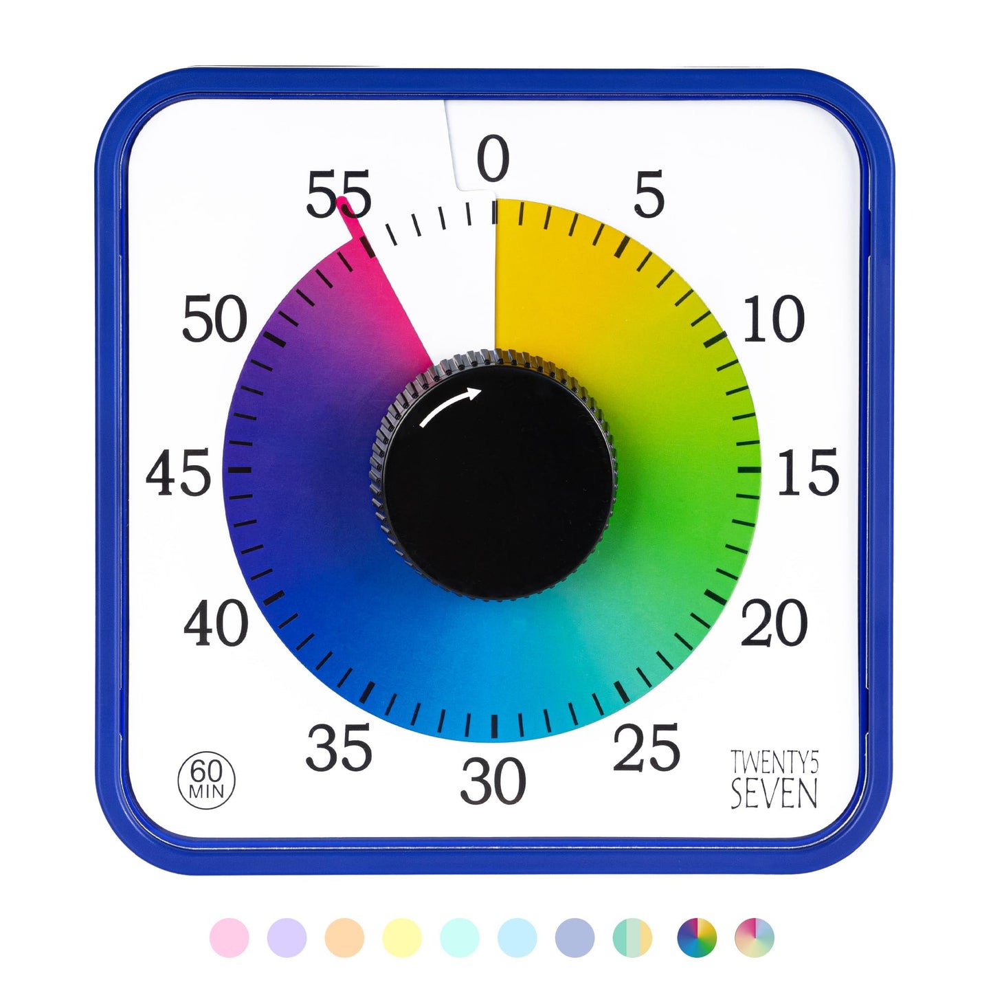 Visual Timer 7.5 inch, 60-Minute Countdown Timer for Kids Classroom Teaching Tool Office Meeting, Mechanical Countdown Clock for Exam Time Management Magnetic Kitchen Timer, Sky Blue/Colorful