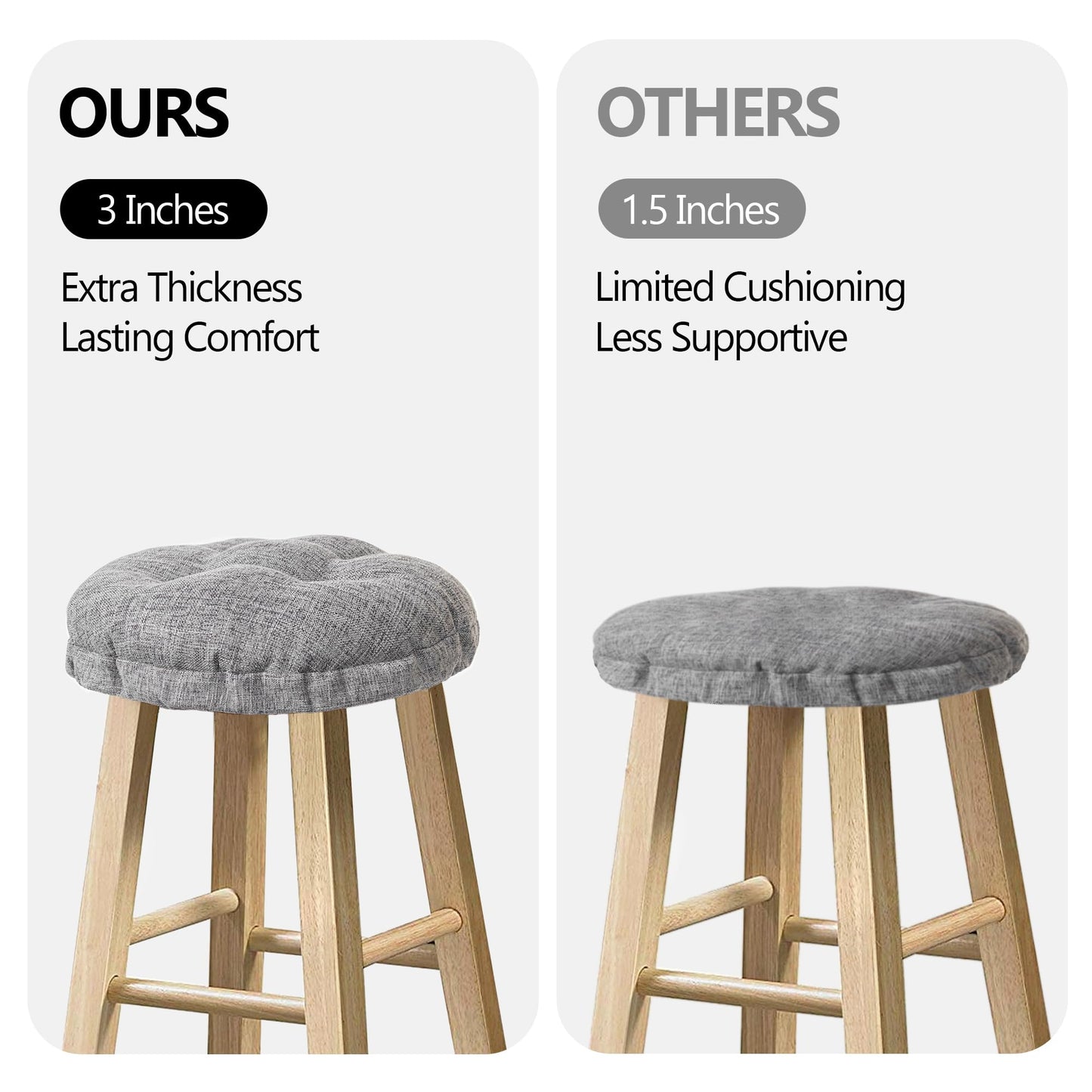 Sunlit Bar Stool Covers - Set of 2 Rectangle Bar Stool Seat Covers, Soft and Cushioned Bar Chair Covers, Easy to Install and Wash, Cover Only, Gray