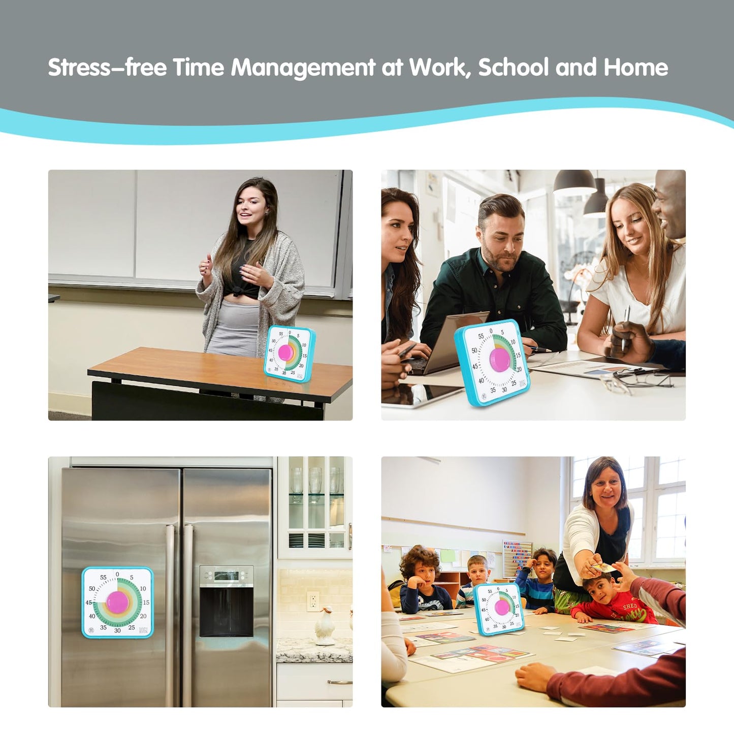 TWENTY5 SEVEN Countdown Timer 7.5 inch; 60 Minute 1 Hour Visual Timer – Classroom Teaching Tool Office Meeting, Mechanical Countdown Clock for Kids Exam Time Management Magnetic, Macaron Sky Blue