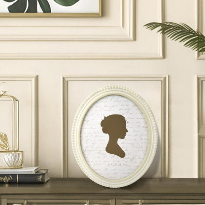 Sunlit Boho Vintage Picture Frame 8x10 Inch with Beaded Border, Oval Luxury Antique Photo Frames with Glass Front, Photo Display, Tabletop Wall Hanging, Gift Idea, Distressed White