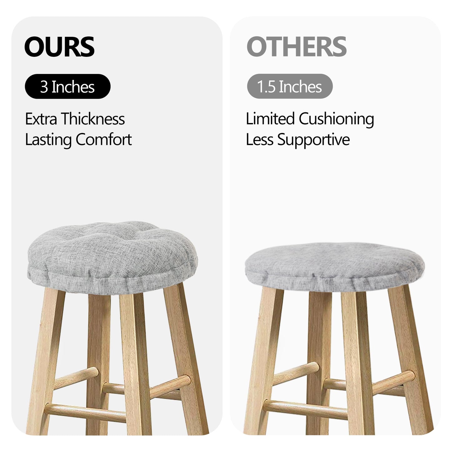 Sunlit Bar Stool Covers - Set of 2 Rectangle Bar Stool Seat Covers, Soft and Cushioned Bar Chair Covers, Easy to Install and Wash, Cover Only, Gray