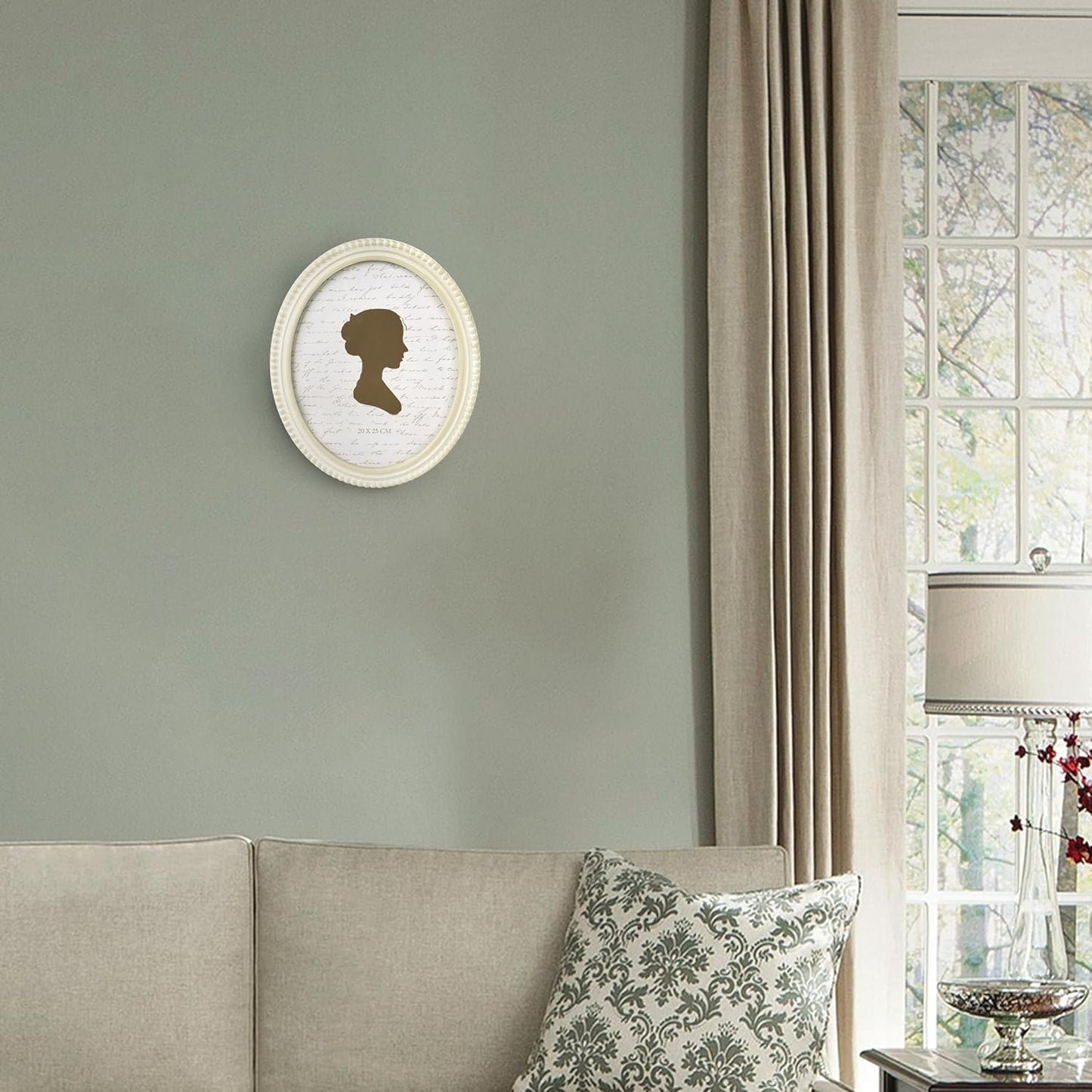 Sunlit Boho Vintage Picture Frame 8x10 Inch with Beaded Border, Oval Luxury Antique Photo Frames with Glass Front, Photo Display, Tabletop Wall Hanging, Gift Idea, Distressed White