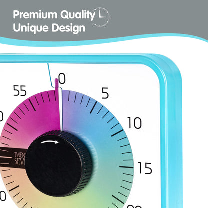 TWENTY5 SEVEN Countdown Timer 7.5 inch; 60 Minute 1 Hour Visual Timer – Classroom Teaching Tool Office Meeting, Mechanical Countdown Clock for Kids Exam Time Management Magnetic, Macaron Sky Blue