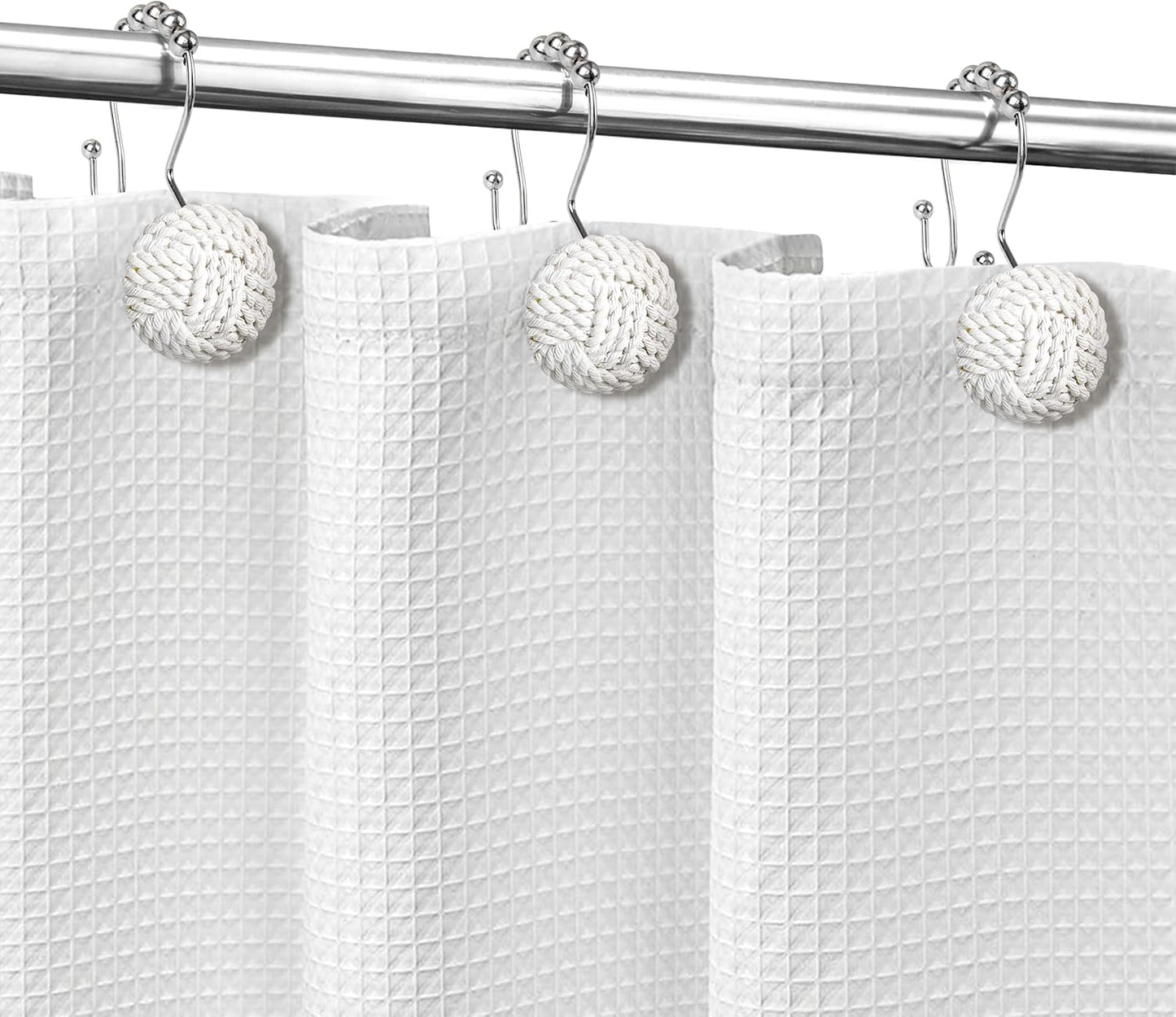 Sunlit Boho Knots Double Shower Curtain Hooks, Home Decorative Shower Curtain Rings for Bathroom, Seaside Nautical Shower Curtain Hangers Bathroom Accessories, Set of 12