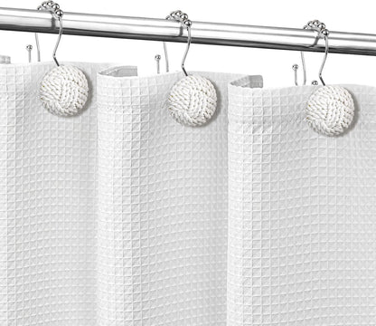 Sunlit Boho Knots Double Shower Curtain Hooks, Home Decorative Shower Curtain Rings for Bathroom, Seaside Nautical Shower Curtain Hangers Bathroom Accessories, Set of 12