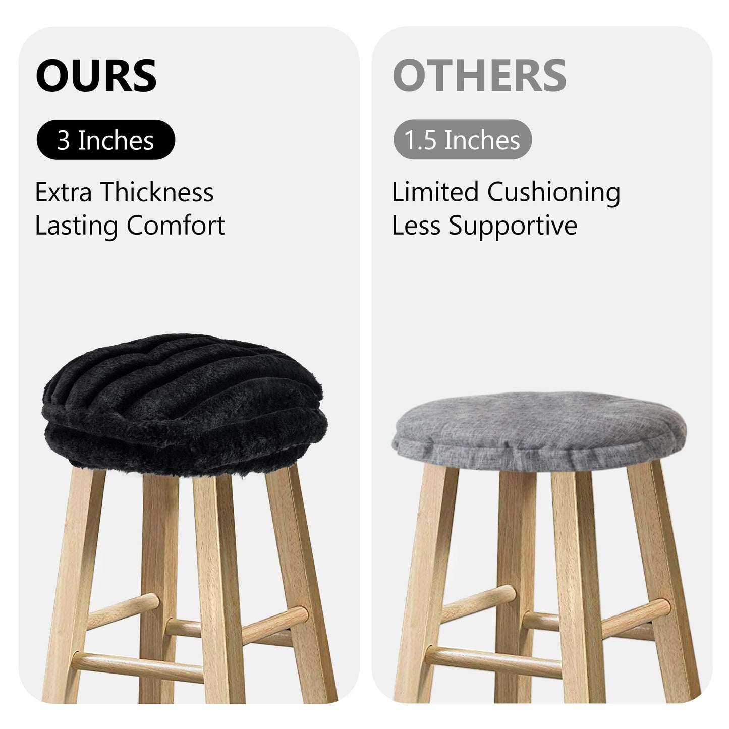 Sunlit Bar Stool Covers - Set of 2 Rectangle Bar Stool Seat Covers, Soft and Cushioned Bar Chair Covers, Easy to Install and Wash, Cover Only, Gray