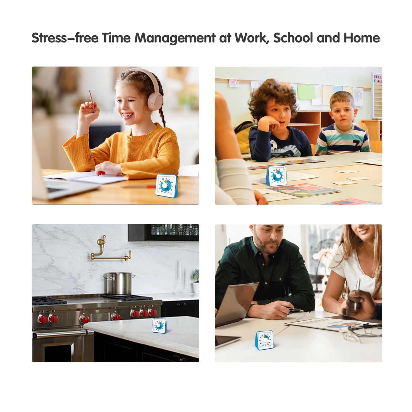 Visual Timer with Protective Case, 60-Minute Countdown Timer for Kids Autism ADHD Classroom Home Office, Countdown Clock for Teaching Work Meeting Time Management, Hungry Blue Fish