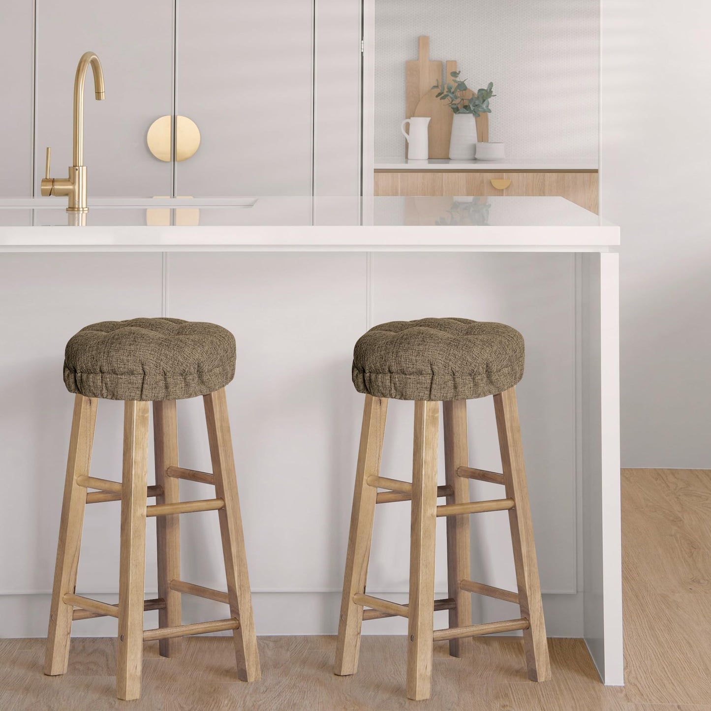 Sunlit Bar Stool Covers - Set of 2 Rectangle Bar Stool Seat Covers, Soft and Cushioned Bar Chair Covers, Easy to Install and Wash, Cover Only, Gray