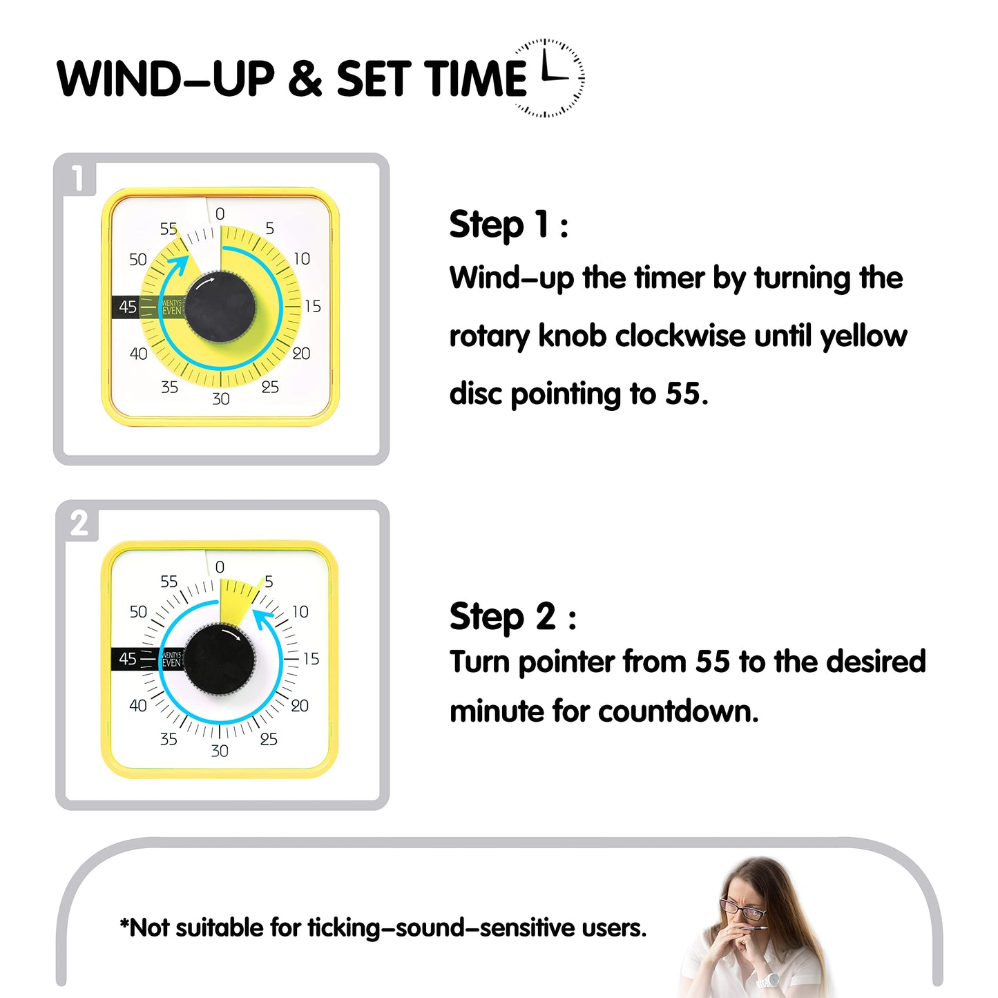 TWENTY5 SEVEN Countdown Timer 7.5 inch; 60 Minute 1 Hour Visual Timer – Classroom Teaching Tool Office Meeting, Mechanical Countdown Clock for Kids Exam Time Management Magnetic, Macaron Sky Blue