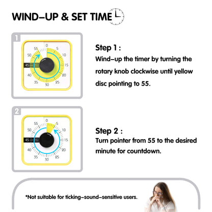 TWENTY5 SEVEN Countdown Timer 7.5 inch; 60 Minute 1 Hour Visual Timer – Classroom Teaching Tool Office Meeting, Mechanical Countdown Clock for Kids Exam Time Management Magnetic, Macaron Sky Blue