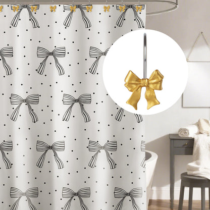 Sunlit Cute Bow Knot Shower Curtain Hooks, Home Decorative Shower Curtain Rings for Bathroom, Resin Shower Curtain Hangers Bathroom Accessories, Set of 12, Pink