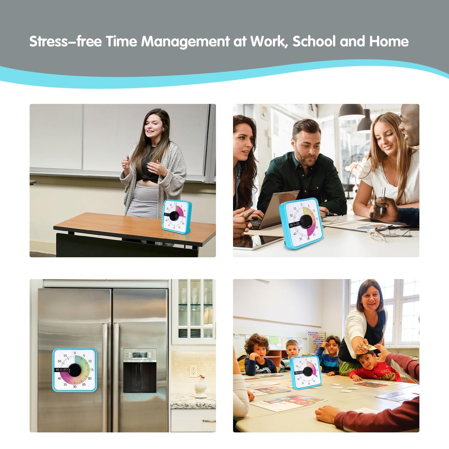 TWENTY5 SEVEN Countdown Timer 7.5 inch; 60 Minute 1 Hour Visual Timer – Classroom Teaching Tool Office Meeting, Mechanical Countdown Clock for Kids Exam Time Management Magnetic, Macaron Sky Blue