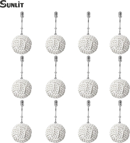 Sunlit Boho Knots Double Shower Curtain Hooks, Home Decorative Shower Curtain Rings for Bathroom, Seaside Nautical Shower Curtain Hangers Bathroom Accessories, Set of 12